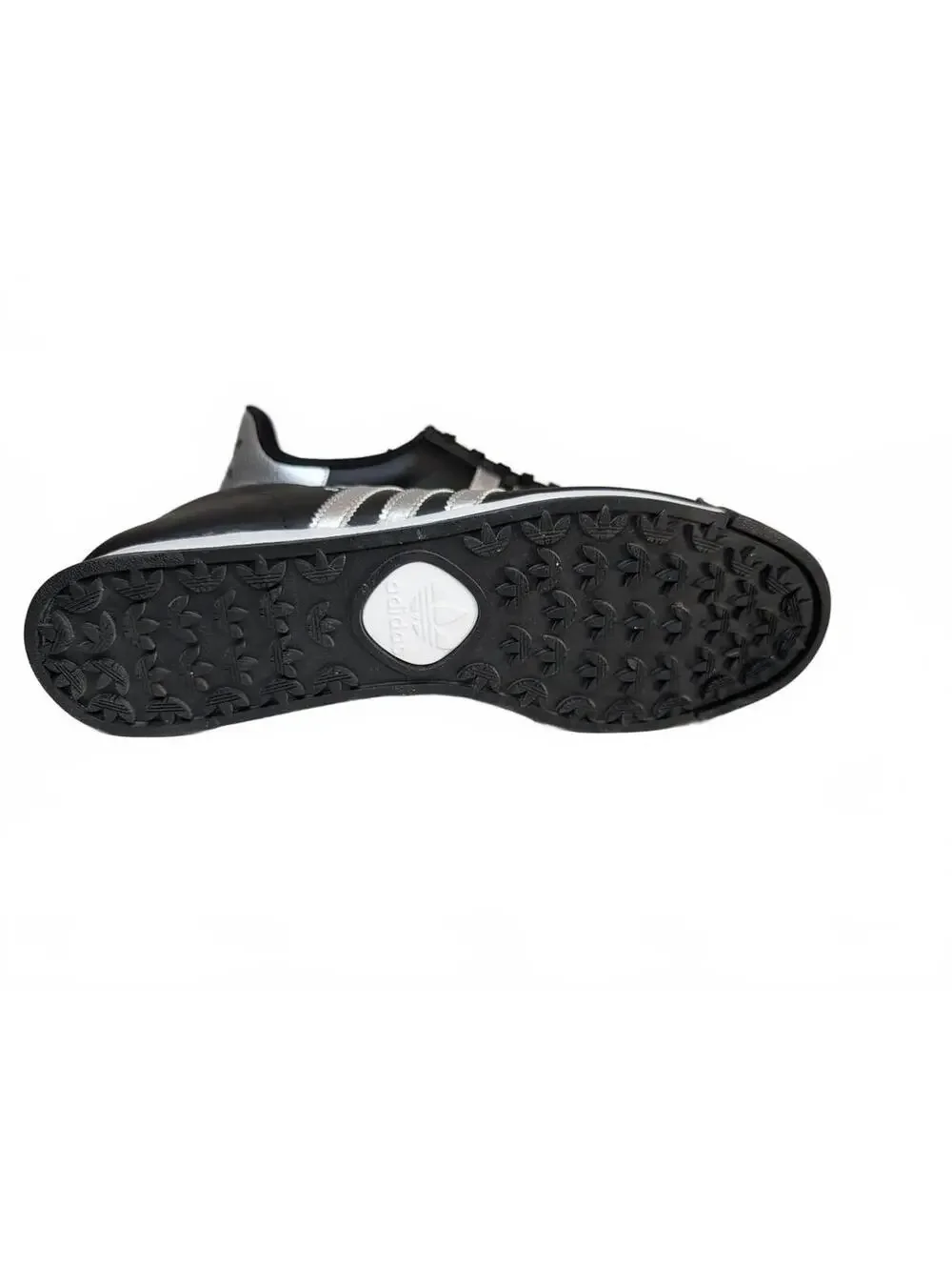 Adidas Samoa Black Sneakers with Metallic Silver Detailing, Size 13